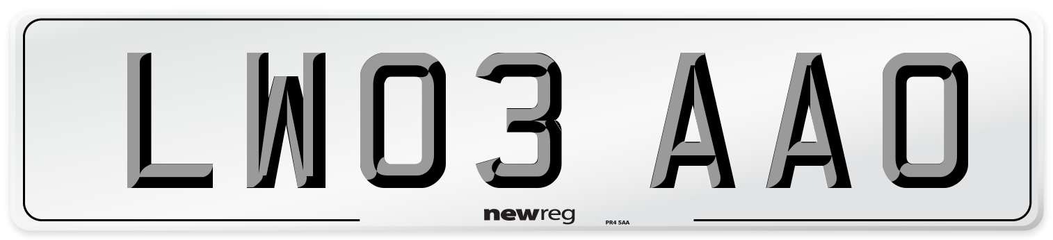 LW03 AAO Number Plate from New Reg